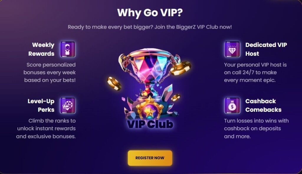 weekly rewards at BiggerZ casino
