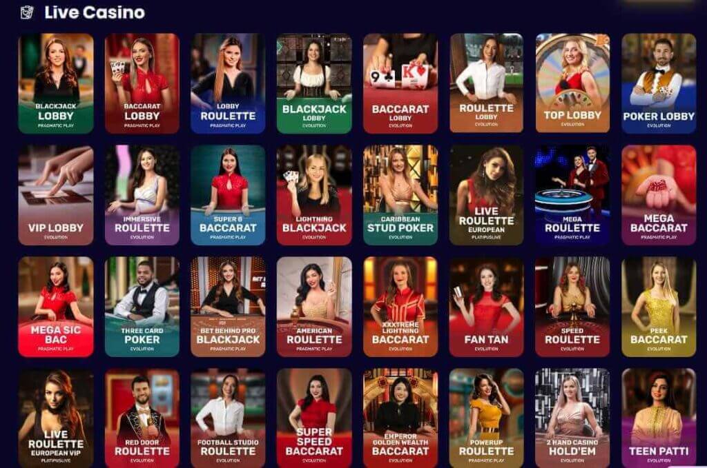 does BiggerZ offers any live dealer casino games