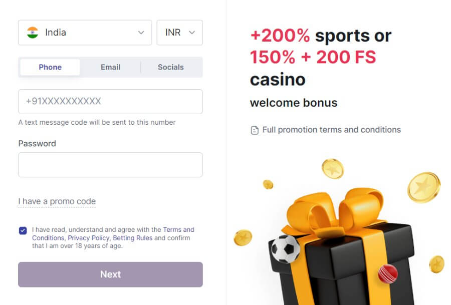 Registration at Batery Casino 