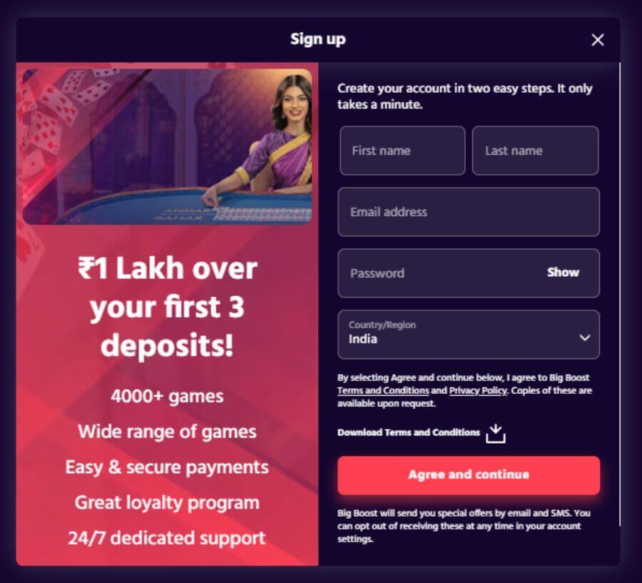 Big Boost पर नया खाता पंजीकरण कैसे करें?