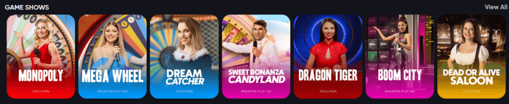 Game shows you can find at Instant Casino