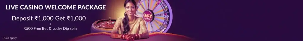 live casino welcome bonus at Puntit