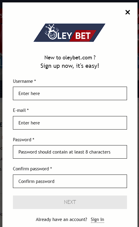 register at oleybet
