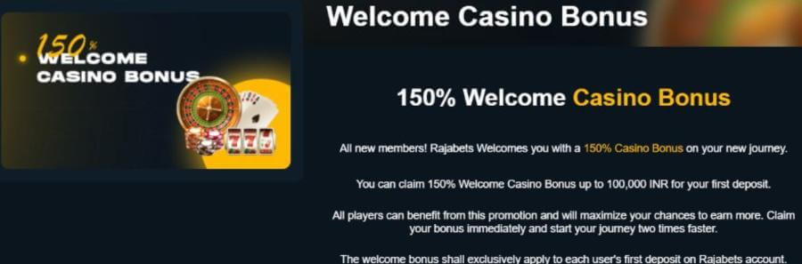 rajabbets best welcome bonus in india casinos