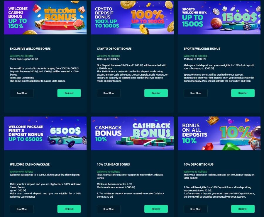 Rolletto India Casino bonuses