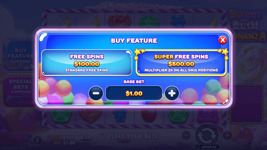 sweet rush bonanza bonus buy
