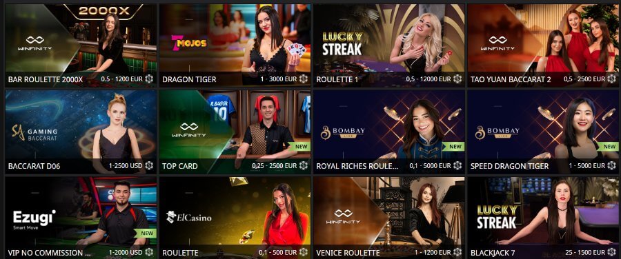 WinWin live casino offering